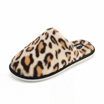 Women's Fuzzy Leopard Print Shoes Unisex Soft Comfy Non-slip Indoor House Slippers