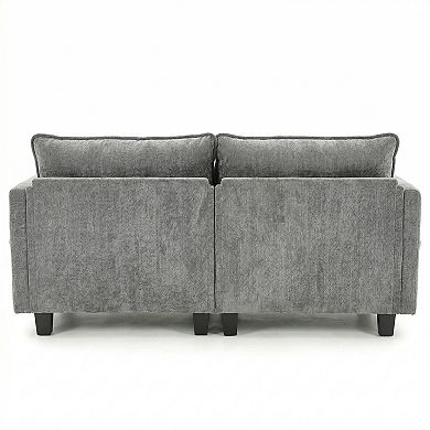 Modern Chenille Loveseat Sofa with Dual USB Charging Ports and Side Pockets