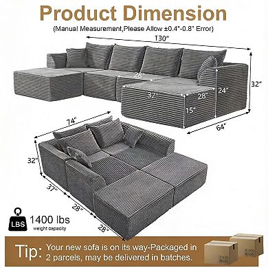 Deep Seat Boneless Compression Sofa with High-Density Memory Foam