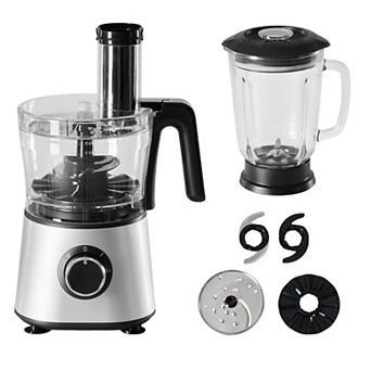 300W Food Processor with Blender & Dough Tool, 2 Speeds, Safety Lock, 1.5L Glass Jar