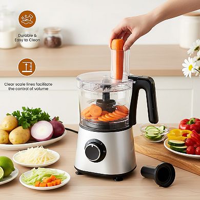 300W Food Processor with Blender & Dough Tool, 2 Speeds, Safety Lock, 1.5L Glass Jar