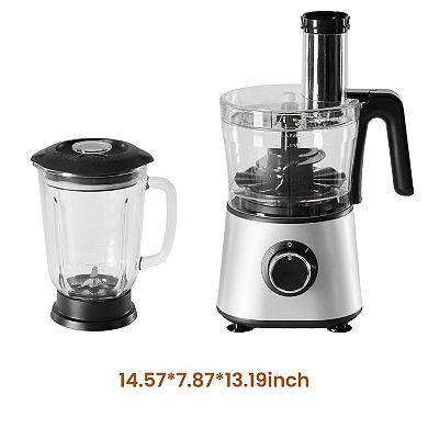 300W Food Processor with Blender & Dough Tool, 2 Speeds, Safety Lock, 1.5L Glass Jar