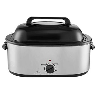 24-qt Electric Roaster Oven, Self-Basting Lid, 1450W, Defrost & Warm, Fits 28 lb Turkey