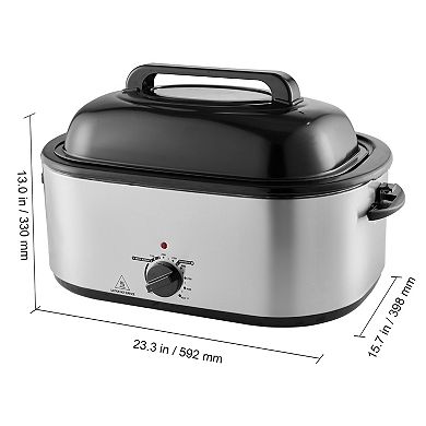 24QT Electric Roaster Oven, Self-Basting Lid, 1450W, Defrost & Warm, Fits 28 lb Turkey