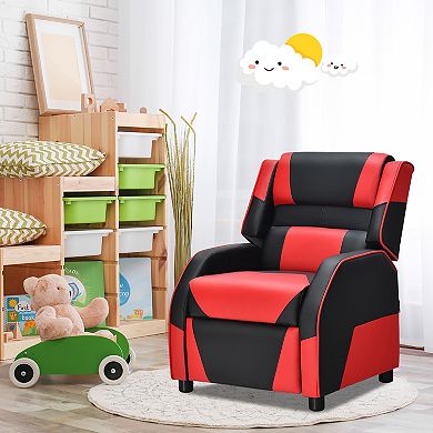 Costway Kids Youth Gaming Sofa Recliner w/Headrest & Footrest PU Leather