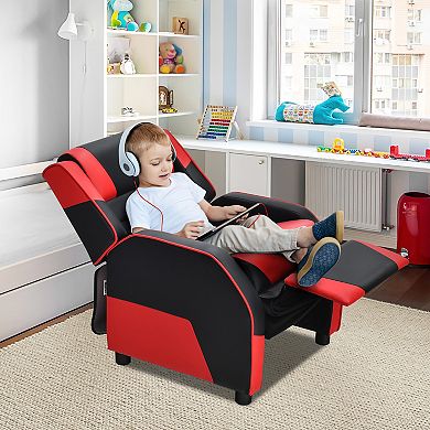 Costway Kids Youth Gaming Sofa Recliner w/Headrest & Footrest PU Leather