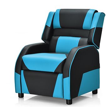 Costway Kids Youth Gaming Sofa Recliner w/Headrest & Footrest PU Leather