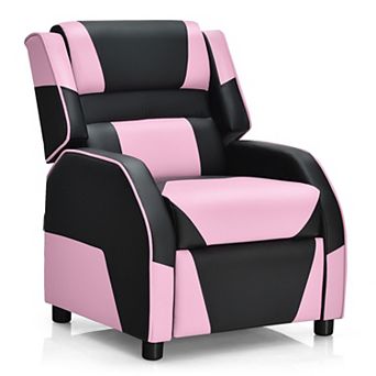 Costway Kids Youth Gaming Sofa Recliner w/Headrest & Footrest PU Leather