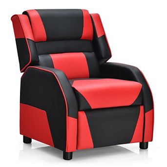 Costway Kids Youth Gaming Sofa Recliner w/Headrest & Footrest PU Leather