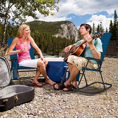 Costway Foldable Rocking Padded Chair Portable Camping Chair with Backrest Armrest