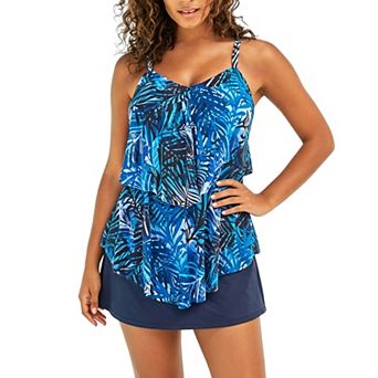 Women's Tiered Ruffle Tankini Top with Skirted Bottom Two-Piece Swimsuit