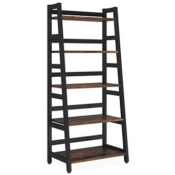 YIORTWO 5 tier Ladder Bookshelf Industrial Bookcase Storage Shelf for Home Office