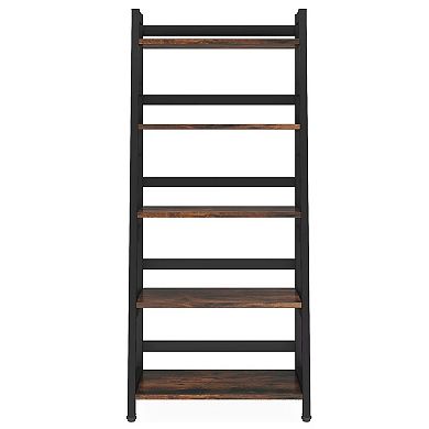 YIORTWO 5 Tier Ladder Bookshelf Industrial Bookcase Storage Shelf for Home Office