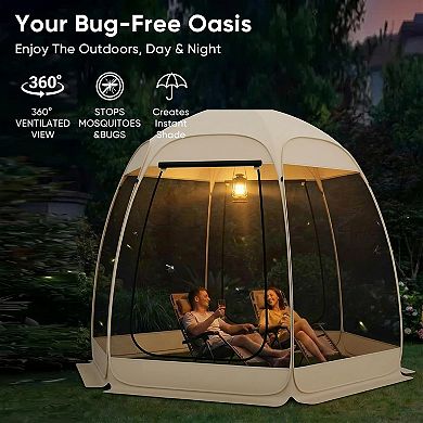Mjkone 10x10 FT Pop-Up Screen Tent, Mosquito-Proof UV-Resistant Shelter with Carry Bag
