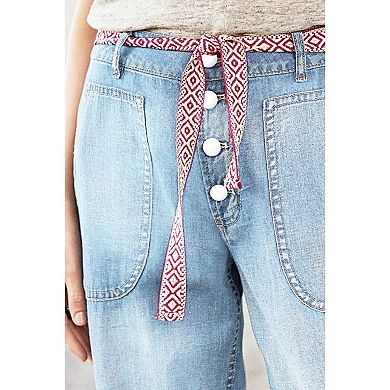 Women's High Waisted Jogger Jeans Casual Loose Baggy Denim Pants with Elastic Cuffs & Patch Pockets