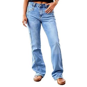 Women's High Waisted Straight Leg Flare Jeans, Classic Bootcut Denim Pants