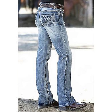 Women's High Waisted Embroidered Western Bootcut Jeans, Light Wash Denim Pants