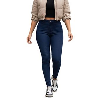 Women's High Waisted Fleece Lined Skinny Jeans, Dark Wash Winter Denim Pants