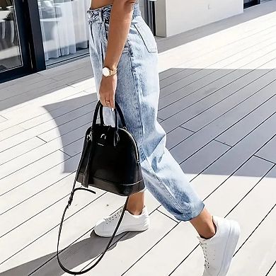 Women's High Waisted Light Wash Pleated Barrel Jeans, Loose Fit Denim Pants