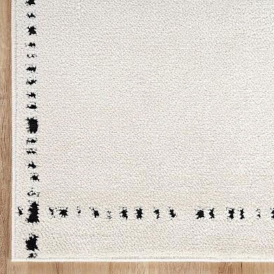 Abani Oliver OLV110A Modern Ivory Black Grid Pattern Minimalist Area Rug
