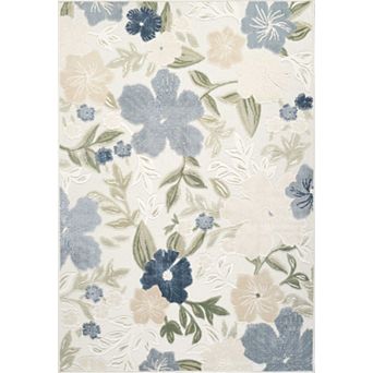Abani Rugs SAK110A Sakura Blue Ivory Floral Indoor/Outdoor Area Rug