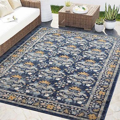 Abani Dalia DAL100A Lotus Repeat Medallion Indoor Outdoor Rug