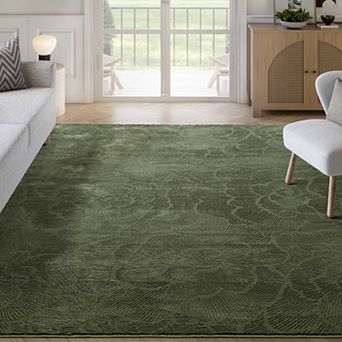 Abani Rugs Plush Deco PDE110A Machine Washable Floral Bloom Green Area Rug