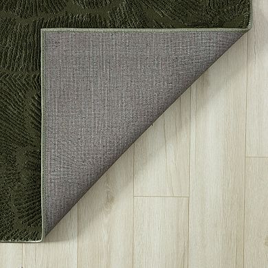 Abani Rugs Plush Deco PDE110A Machine Washable Floral Bloom Green Area Rug