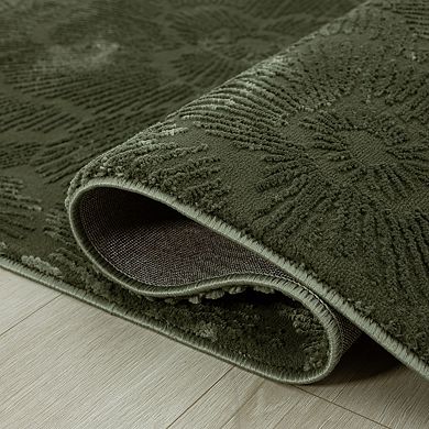 Abani Rugs Plush Deco PDE110A Machine Washable Floral Bloom Green Area Rug
