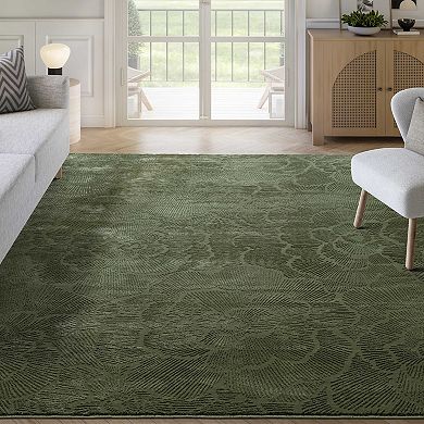 Abani Rugs Plush Deco PDE110A Machine Washable Floral Bloom Green Area Rug