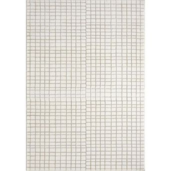 Abani Rugs Plush Deco PDE130A Machine Washable Ivory Taupe Grid Area Rug