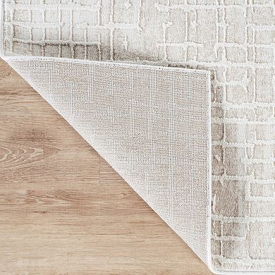 Abani Rugs Vera VER120A Modern Ivory Beige Geometric Textured Grid Pattern Area Rug