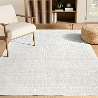 Abani Rugs Vera VER120A Modern Ivory Beige Geometric Textured Grid Pattern Area Rug