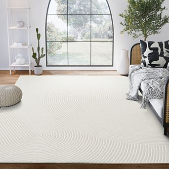 Abani Neutral NTL130A Cream Zen Reiki Circles Area rug