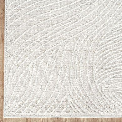 Abani Rugs Vera VER110A Modern Ivory Tone-on-Tone Wave Texture Minimalist Area Rug
