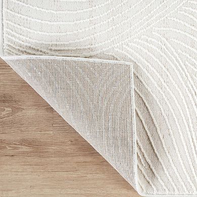 Abani Rugs Vera VER110A Modern Ivory Tone-on-Tone Wave Texture Minimalist Area Rug