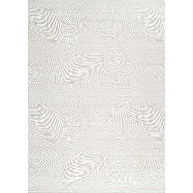 Abani Rugs Vera VER110A Modern Ivory Tone-on-Tone Wave Texture Minimalist Area Rug