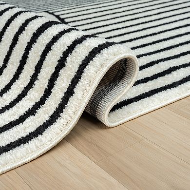Abani Rugs Nuevo NUE150C Charcoal Mid Century Arch Knot Pattern Area Rug