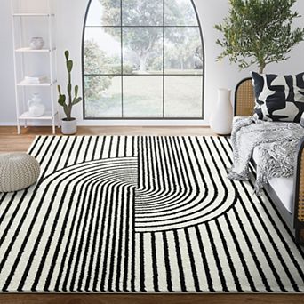 Abani Rugs Nuevo NUE150C Charcoal Mid Century Arch Knot Pattern Area Rug