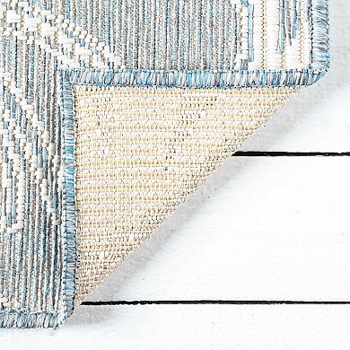 Abani OCE130A Blue Tropical Flower Indoor/Outdoor Area Rug