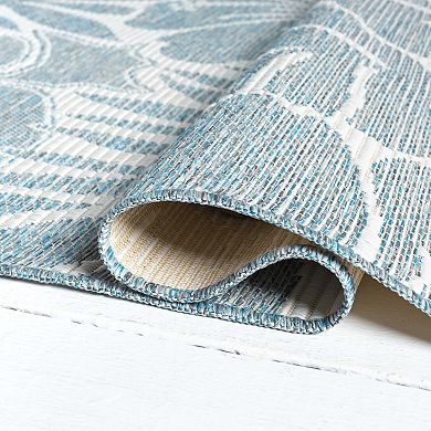 Abani OCE130A Blue Tropical Flower Indoor/Outdoor Area Rug