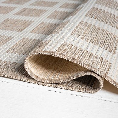 Abani Rugs Ocean OCE100A Gridscape Beige Brown Indoor/Outdoor Area Rug