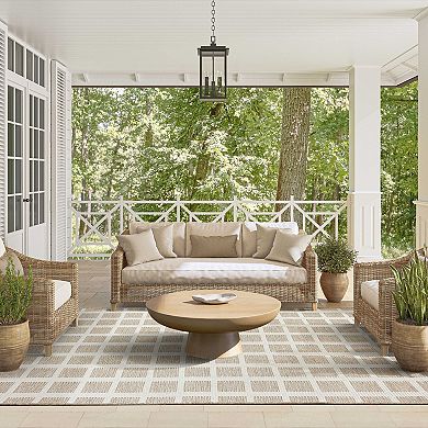 Abani Rugs Ocean OCE100A Gridscape Beige Brown Indoor/Outdoor Area Rug