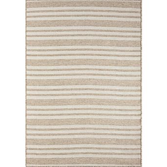 Abani Rugs Ocean OCE120A Beige Horizontal Striped Indoor/Outdoor Area Rug