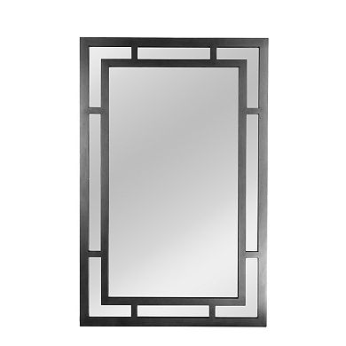 Hello Honey Vintage Glass Wall Mirror with Geometric Art Deco Wood Frame