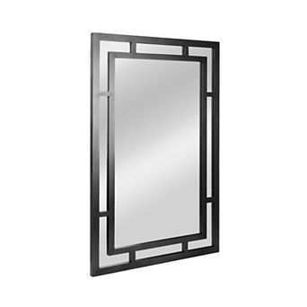 Hello Honey Vintage Glass Wall Mirror with Geometric Art Deco Wood Frame