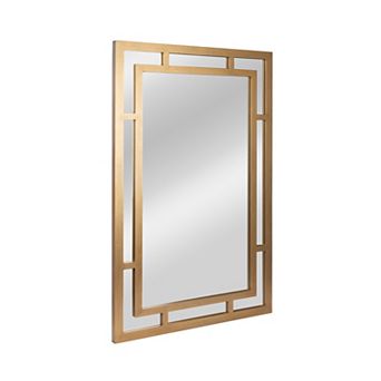 Hello Honey Vintage Glass Wall Mirror with Geometric Art Deco Wood Frame