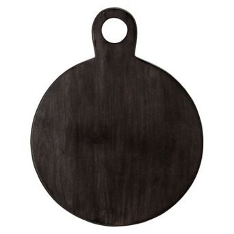 Hello Honey Round Acacia Wood Cheese and Cutting Board with Circle Handle, Black