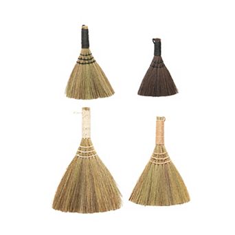 Hello Honey Whisk Brooms with Yarn Wrapped Handles, Multi Color Neutrals, Set of 4