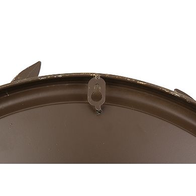 Hello Honey Round Metal Laurel Wreath Round Wall Mirror, Gold